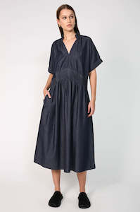 Womenswear: bevel midi dress / indigo blue