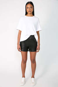 luxe jogger short / black leather