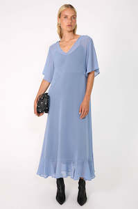 reverse ruffled dress / smokey blue