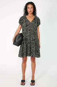 Womenswear: euphoria dress / green animal abstract print