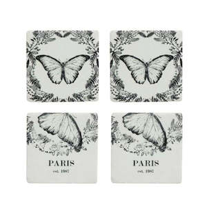 Kitchenware: Coasters Butterfly Set Of 4