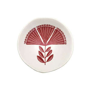 Kitchenware: Bowl Red Pohutukawa Lace On White 7cm