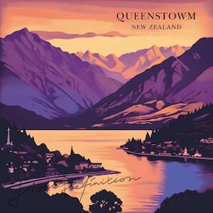 Double Sided Print Queenstown Romantic Sunset