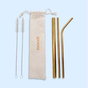 Golden Reusable Straw Set