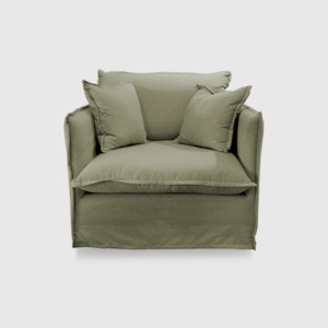 Sofas: Byron Slip Cover Sofa - 1 Seater - Chambray