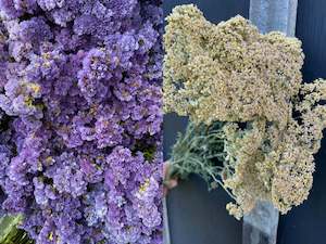 10 Bunch Dried Mix Achillea Summer Pastels & Purple Statice