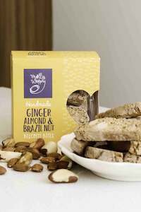 Molly Woppy Bites Ginger Almond & Brazil Nut Biscotti 125g 12/CTN