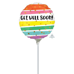 22cm (9”) Rnd Get Well Soon Bold Stripes - Multi