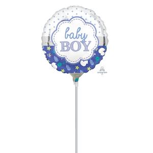 9" Rnd Baby Boy Scallop - White/Blue