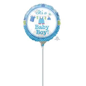 9" Rnd Shower With Love Boy - Light Blue