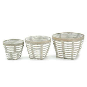 Internet only: Chipwood Round Fairy Tern Basket Set/3 27Diax19Hcm - Grey/White