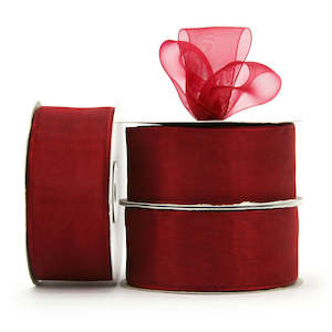 Organza Ribbon Woven Edge 38mmx45.7m - Dubonnet