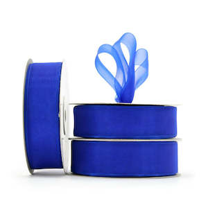 Organza Ribbon Woven Edge 25mmx45.7m - Royal Blue