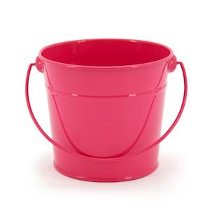 Tin Round Bucket w/Swing Handle Small 12TDx9.5BDx11Hcm - Cerise (04-12)