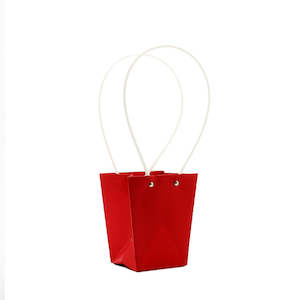 Kraft Tapered Bag w/Handles 13TWx9.5BWx15.5Hcm Pk/10 - Red