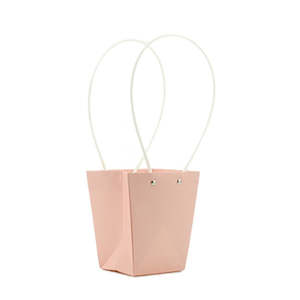 Kraft Tapered Bag w/Handles 13TWx9.5BWx15.5Hcm Pk/10 - Soft Pink