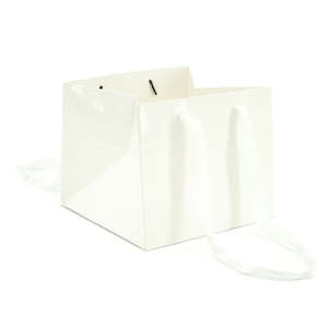 Flower Carrier Bag w/Handles Extra Small 19Sqx16Hcm Pk/10 - White