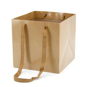 Flower Carrier Bag w/Handles Medium 25Sqx25Hcm Pk/10 - Natural