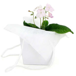 Tapered Flower Carrier Bag w/Handles Small 14Sqx13Hcm Pk/10 - White