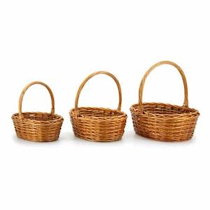 Willow Oval Basket Set/3 42Lx33Wx15Hcm - Honey