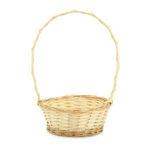 Willow Round Basket w/Handle Medium 27TDx19BDx10Hcm - Natural (10-BAS-002-141)