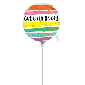 10cm (4”) Rnd Get Well Soon Bold Stripes - Multi