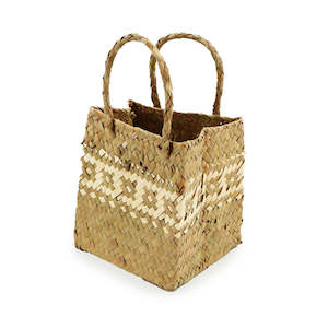 Nat Woven Bag w/Handles 14Wx14Hcm Pk/10 - Natural/Cream