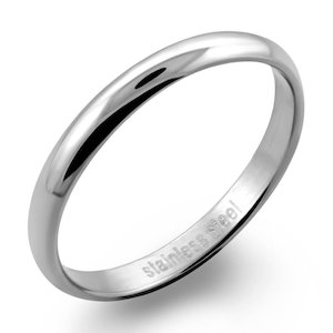 High Polished and Sandblasted Steel Band Ring