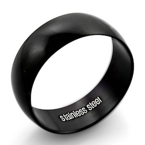 Matte polished stainless steel ring with asterisk design