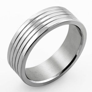 Matte polished stainless steel ring with asterisk design