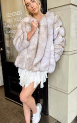 Vintage 70's faux white fox fur coat