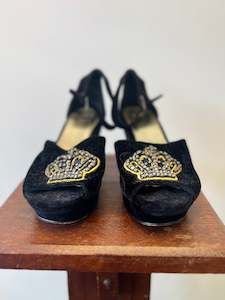 ASOS Black Velvet Crown Wedges sz 38