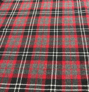 100% Wool Jacketing – S7-C – Red, Black and White Tartan 100% Wool Jacketing…