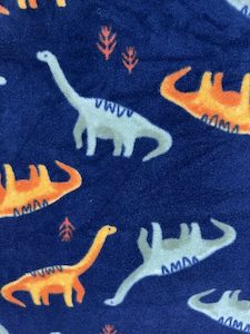 BC23 – Blanket Cuts – Dinosaurs Blue and Orange on Navy- Microfleece 2 mtr x…