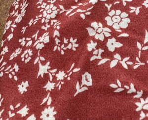 Products: 100% Rayon – R16 – Dark Terrocotta with small Cream Flowers – 100% rayon – 150cm wide – per mtr