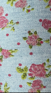 Denim – (S4/1) – Patterned Denim – Light Blue with sweet Posie of Pink Flo…