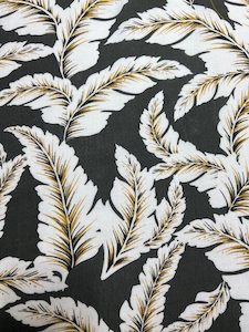 LC27 – Linen Blend – Khaki with Tan / white Feather Leaves – 55% Linen / 4…