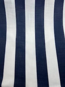 LC6 – Linen Blend – 50mm Navy Blue and White Stripes – 55% Linen / 45% Cot…