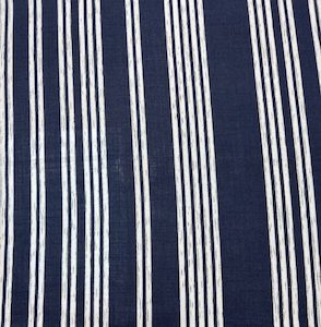 Products: LC7 – Linen Blend – Navy with Multi White Stripes – 55% Linen / 45% Cotton – 150cm wide – per mtr