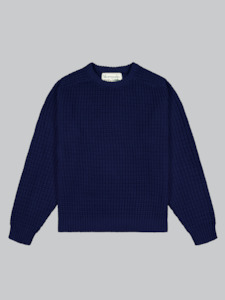 Fisherman Knit Sweater - Navy