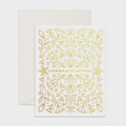 Florist: Congratulations White & Gold Card