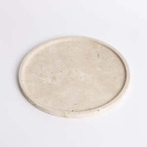 Burnt Travertine Moon Round Tray