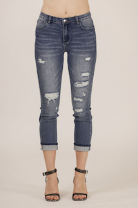 Kennedy Jean Stripe Under Distressed