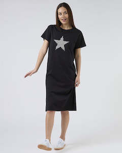 Gift: Maxie T-Shirt Dress - Black/White Star Stripe