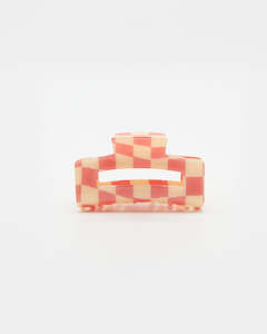 Hair Grip - Checkered Rectangle Pink/Cream