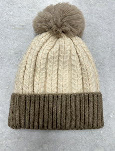 Gift: 2 Tone Cashmere Beanie Cream