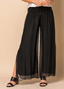 Gia Silk Pants in Onyx