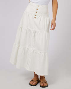 Coco Denim Maxi Skirt - Vintage White