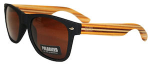 Gift: Moana Rd Sunnies-Blk, Striped Arms, Brown Lens