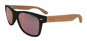 Moana Rd Sunnies - Blk, Plain Arms, Pink Refl Lens